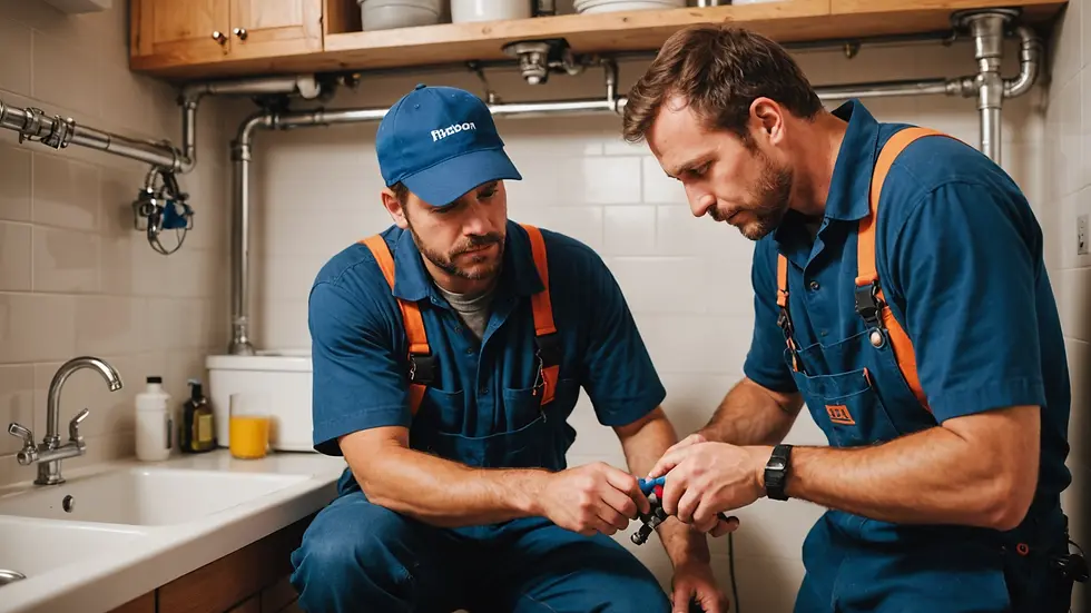 Plumber working on a residential plumbing system