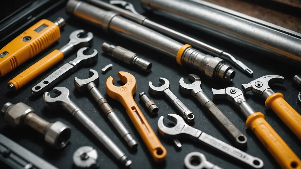 Close-up view of an expertly maintained plumbing tool set