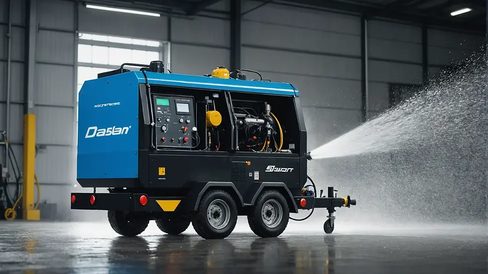 High-pressure water jetting equipment in action