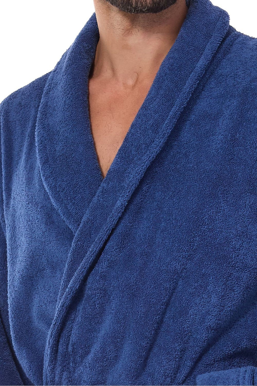 peignoir robe de chambre longue en velours coton pour hommes bleu navy