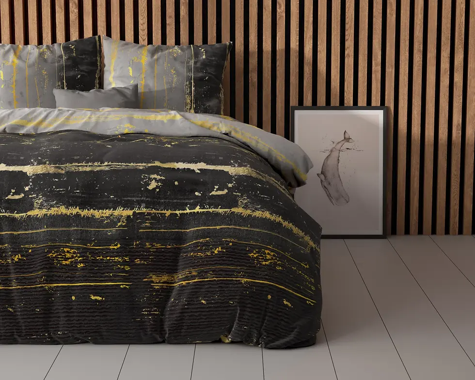 parure de lit coton ensemble housse de couette et taies d'oreiller moderne retro raye anthracite jaune