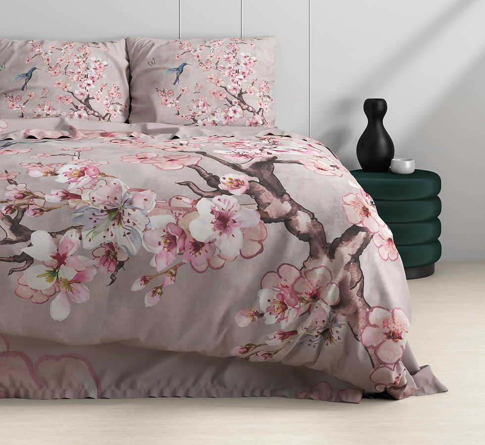 Parure de lit en coton, fleurs de cerisier roses, style japonais