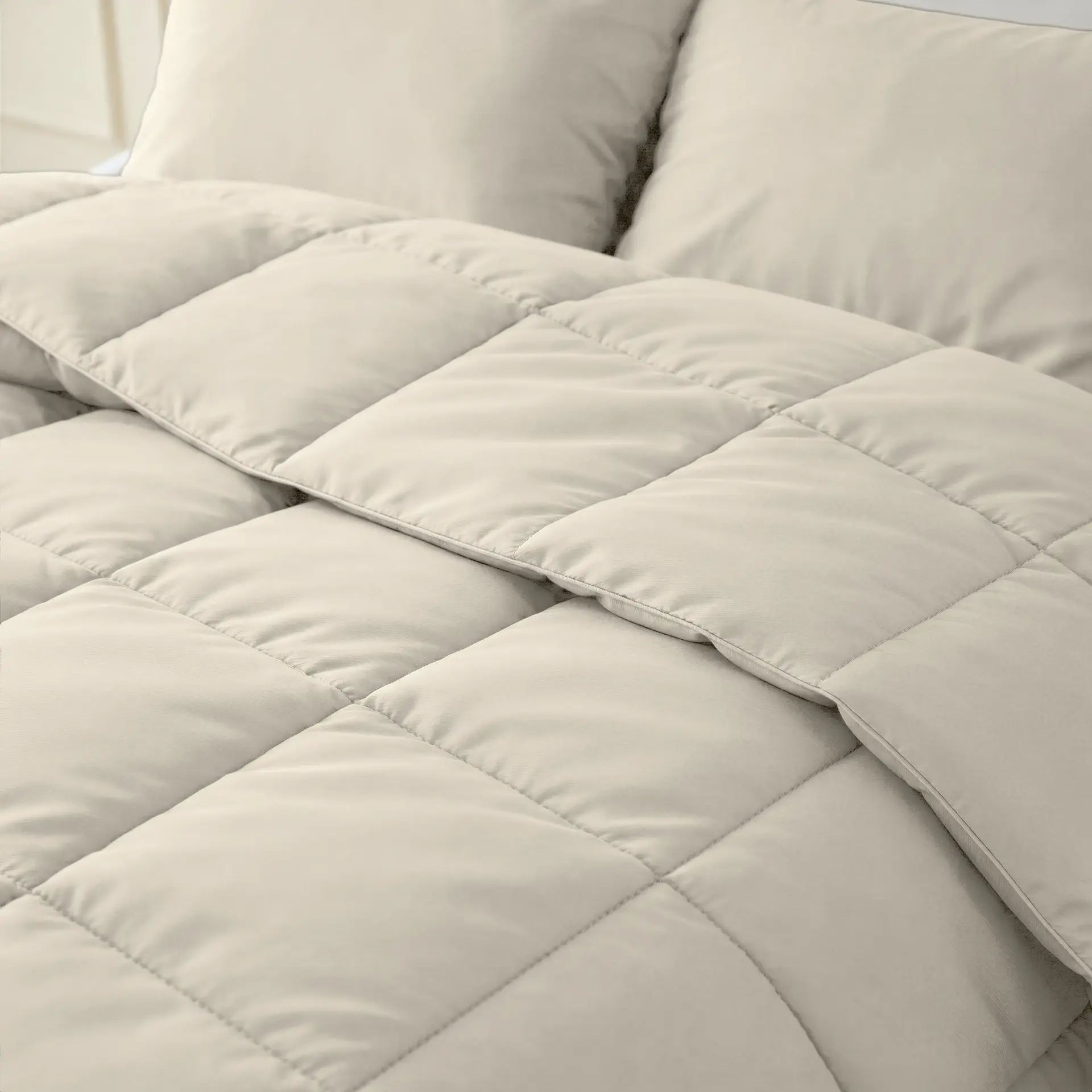 Couette Tempérée Percale de coton-Deluxe, Été/Hiver-Beige