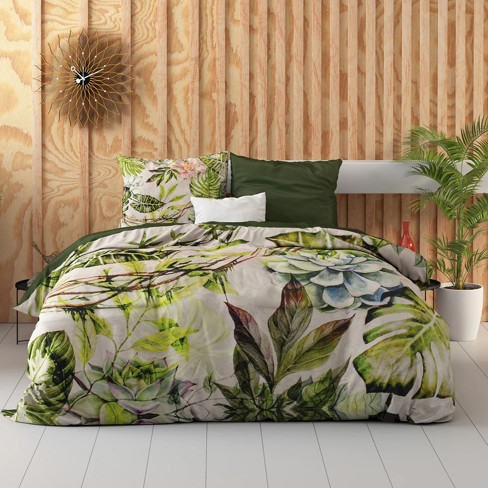 Miniature : "DESTINY" Parure de lit-Satin de Coton-Multi-Vert-Rose-Bleu-Olive-Set 3 pcs-Housse de Couette et Taies d'Oreiller-Pas cher