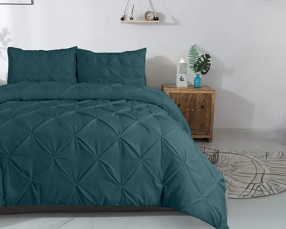 Miniature : Parure de lit,Housse de couette,140x220,200x220,240x220,Taie d'oreiller 60x70,Coton,Vert Petrole,Pique a Pique