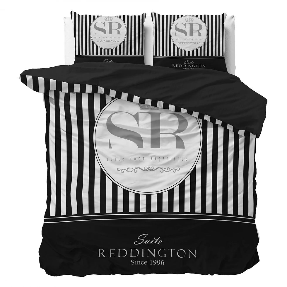 Parure de lit REDDINGTON rayée noir et blanc