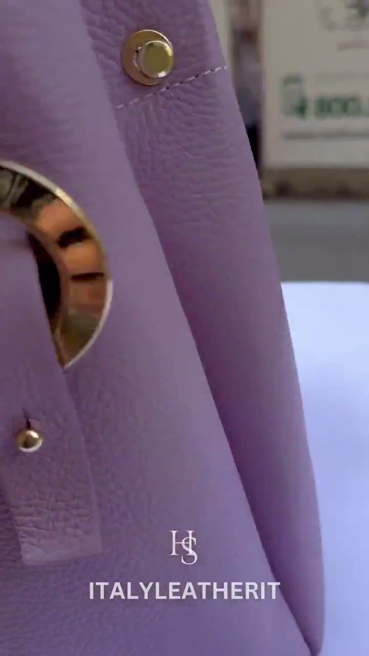 Thumbnail: VERONICA Sac à main Bandoulière Cuir Véritable Grainé Rose