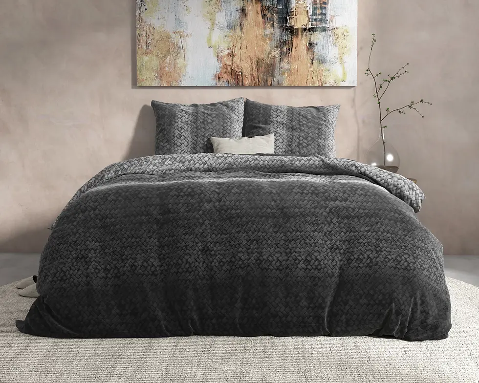 Miniatura: Parure de lit Flanelle Chaude Housse de couette 140x220 200x220 240x220 Taie oreiller Flanelle Coton Gris Anthracite