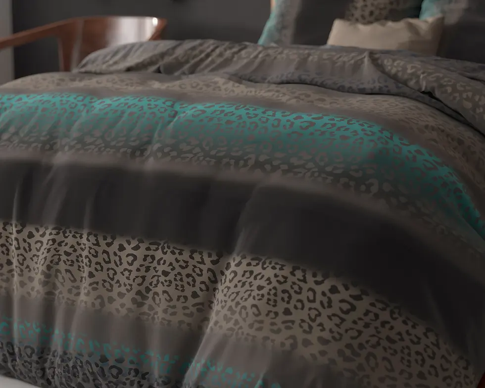 Miniaturbild: parure de lit coton ensemble housse de couette et taies d'oreiller  moderne retro raye gris turquoise