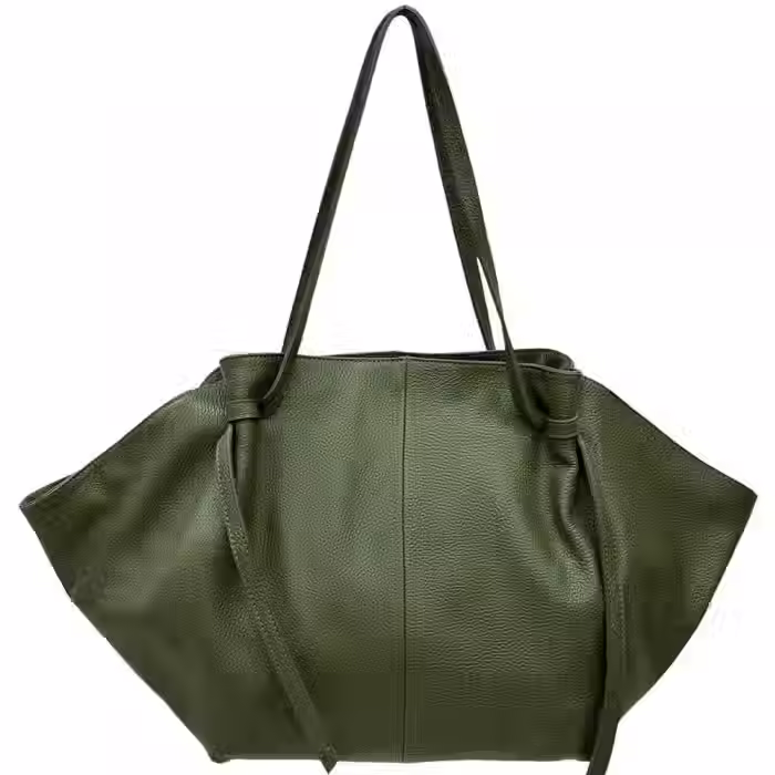 Sac cabas femme Artemide en cuir italien souple vert foncé.