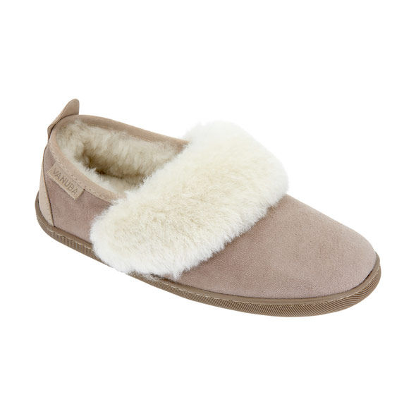 Miniatura: Chaussons beige en peau de mouton, confortables et chauds