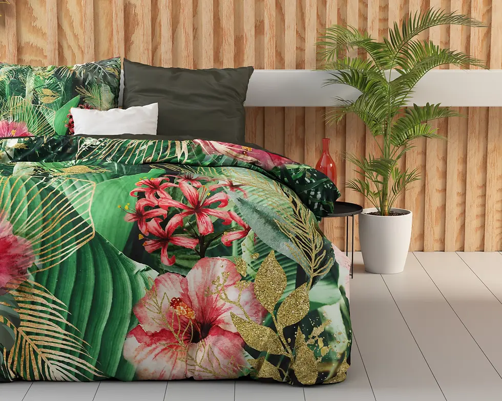 "MENTHA" Parure de lit 100% Coton Multi Vert Blanc Rose Rouge Or Beige Made in Europe