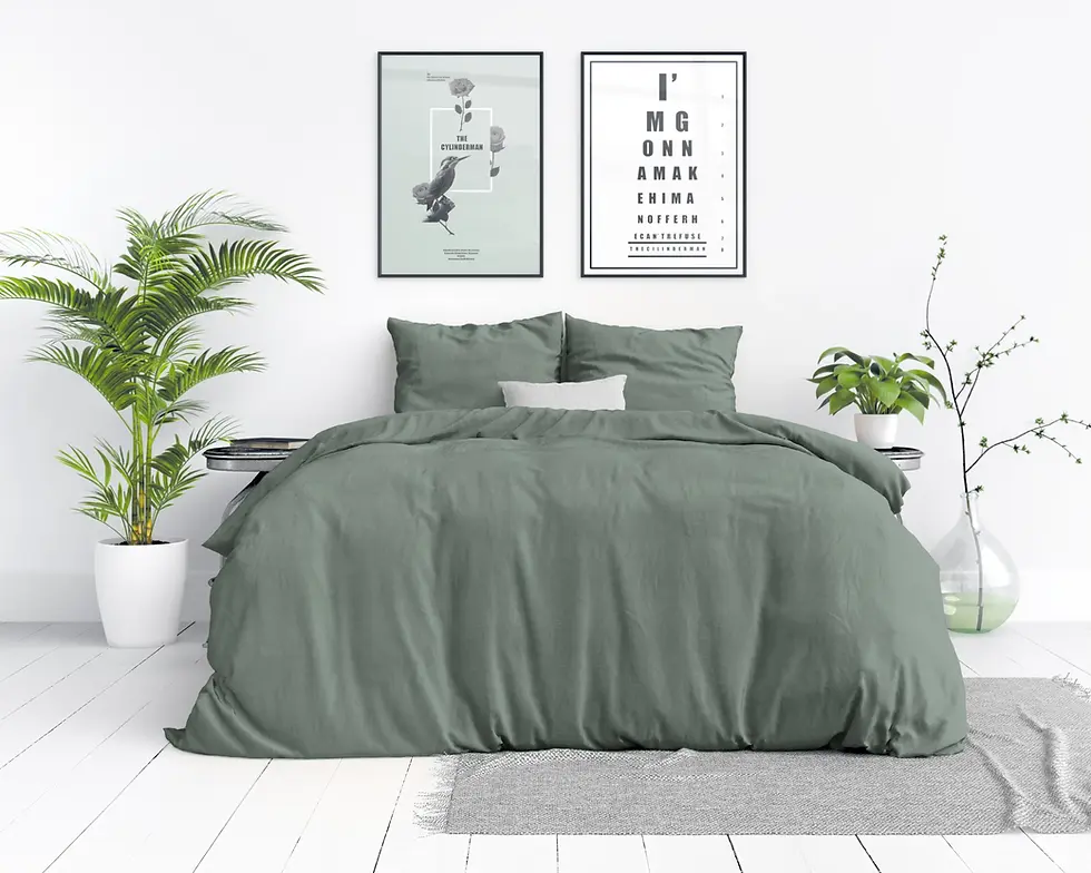 Miniature : Parure de lit-Housse de couette-135x200-140x220-200x220-240x220-Taie d'oreiller-60x70-Coton-Oliv-Vert