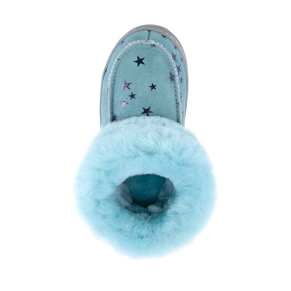 Miniature : Chaussons enfant bleu, étoiles, fourrure douce