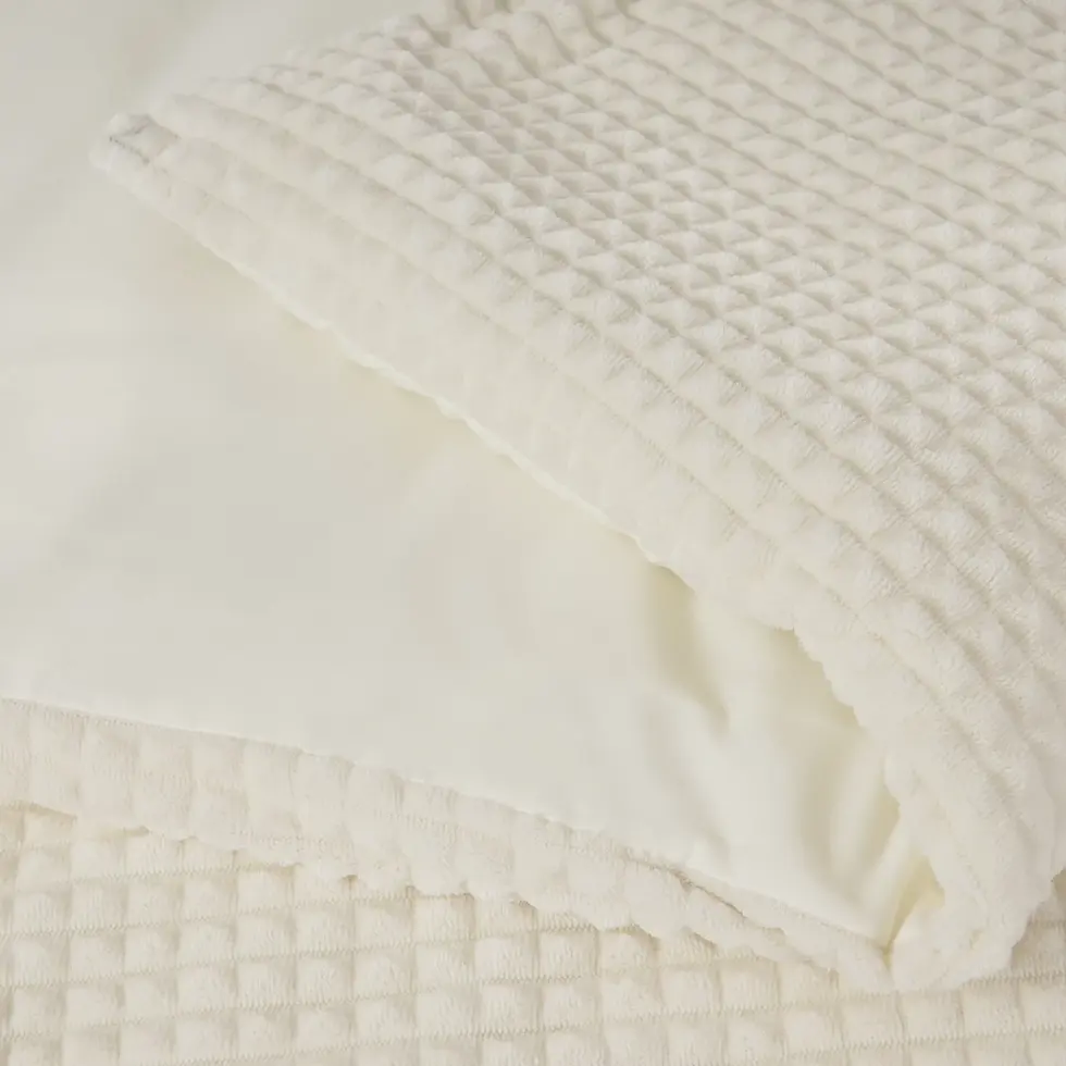 Miniature : ensemble 3 pcs-parure de lit-chaud-housse de couette-taies d'oreiller-teddy-polaire-velours-fausse fourrure-creme