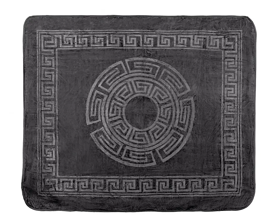 Miniatura: couvre-lit-plaid-boutis-polaire-fleece-chaude-gris-anthrasite-grau-motif-ornement-grec-cercle-tagesdeck-deck-versace