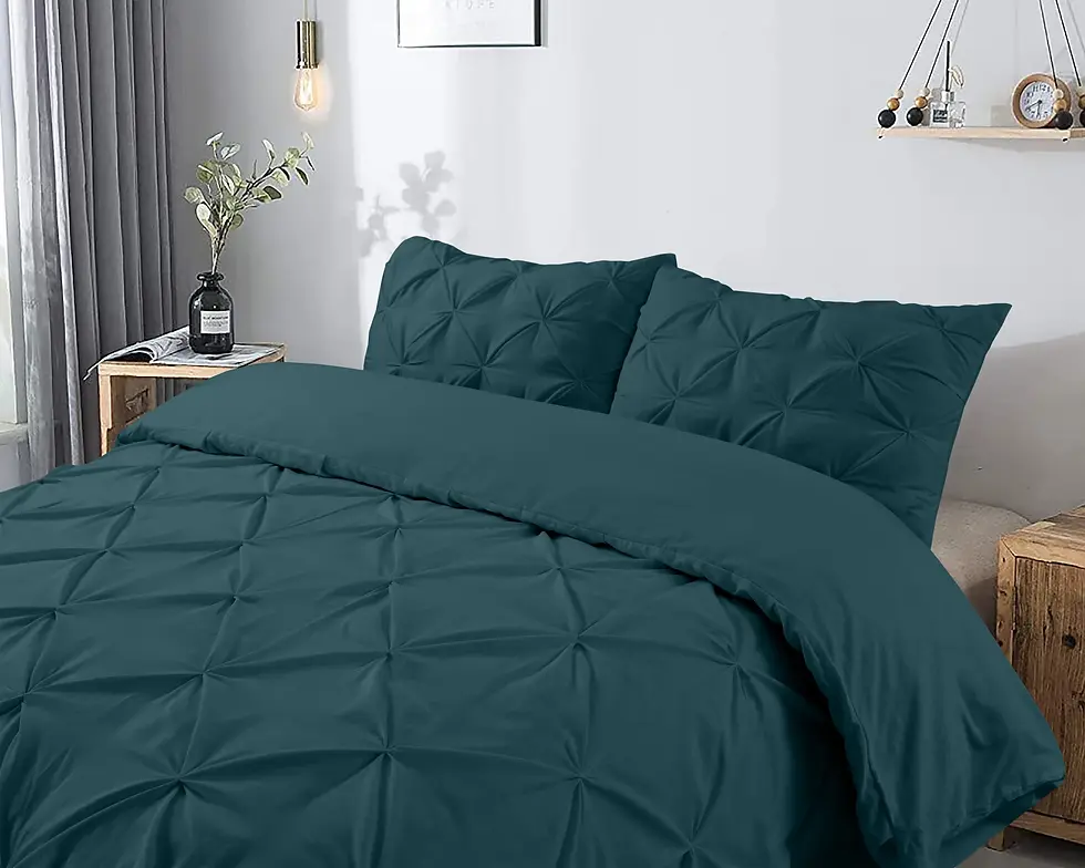 Miniature : Parure de lit,Housse de couette,140x220,200x220,240x220,Taie d'oreiller 60x70,Coton,Vert Petrole,Pique a Pique