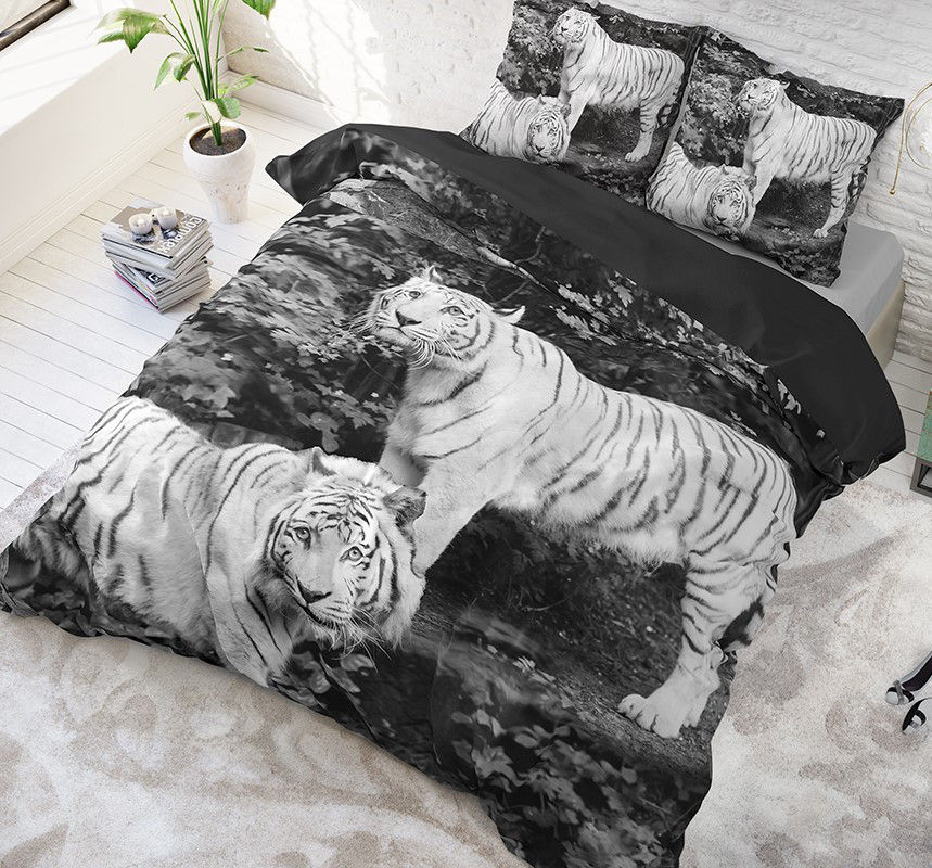 Miniatura: Parure de lit TIGERS, tigres blancs, housse de couette coton