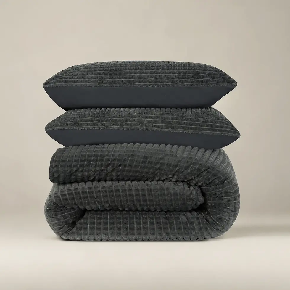 Miniaturbild: ensemble 3 pcs-parure de lit-chaud-housse de couette-taies d'oreiller-teddy-polaire-velours-fausse fourrure-anthracite gris