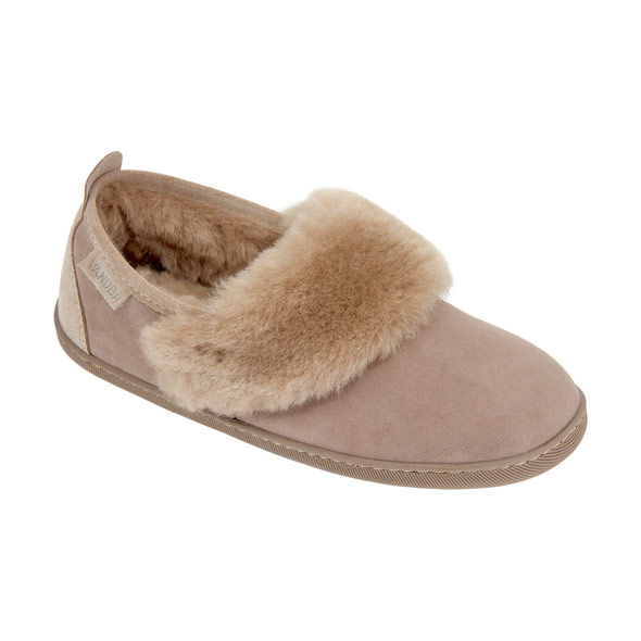 Miniature : chaussons charentaise peau de mouton fourrure naturelle merinos extra chaude femme beige