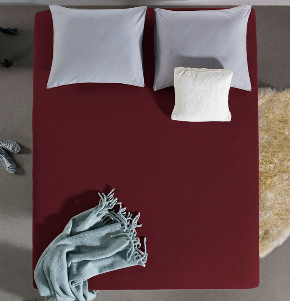 Miniature : Drap housse Drap de lit 100% Coton Double Jersey Oeko-Tex Bordeaux Made in EU