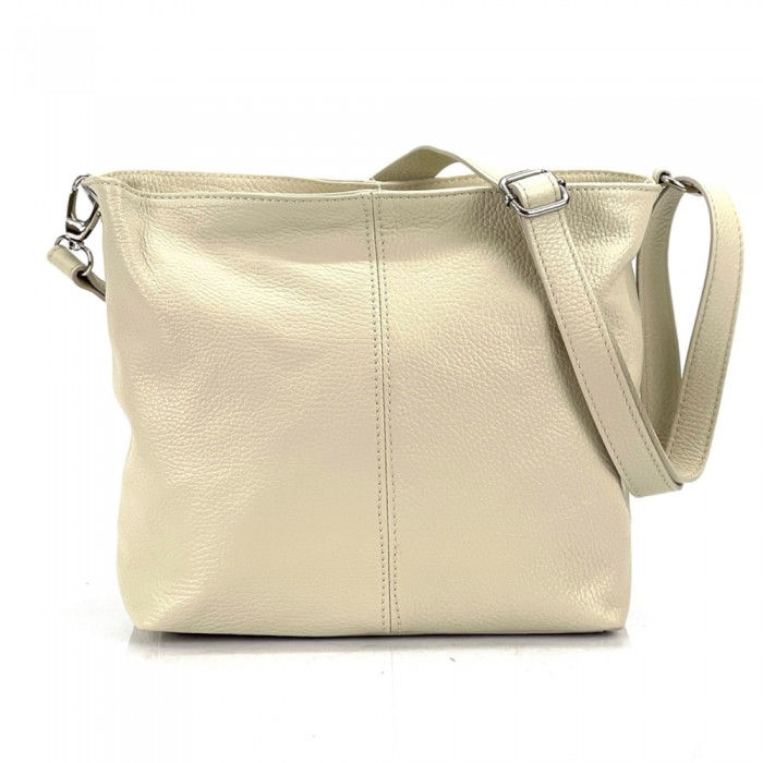 Miniatura: Sac à main beige élégant, sac à bandoulière en cuir grainé