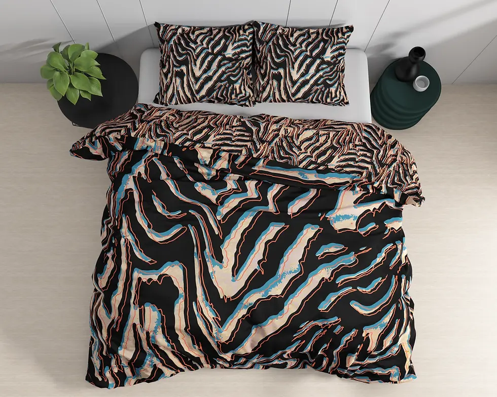 parure de lit coton ensemble housse de couette et taies d'oreiller coton de satin noir beige bleu tigre