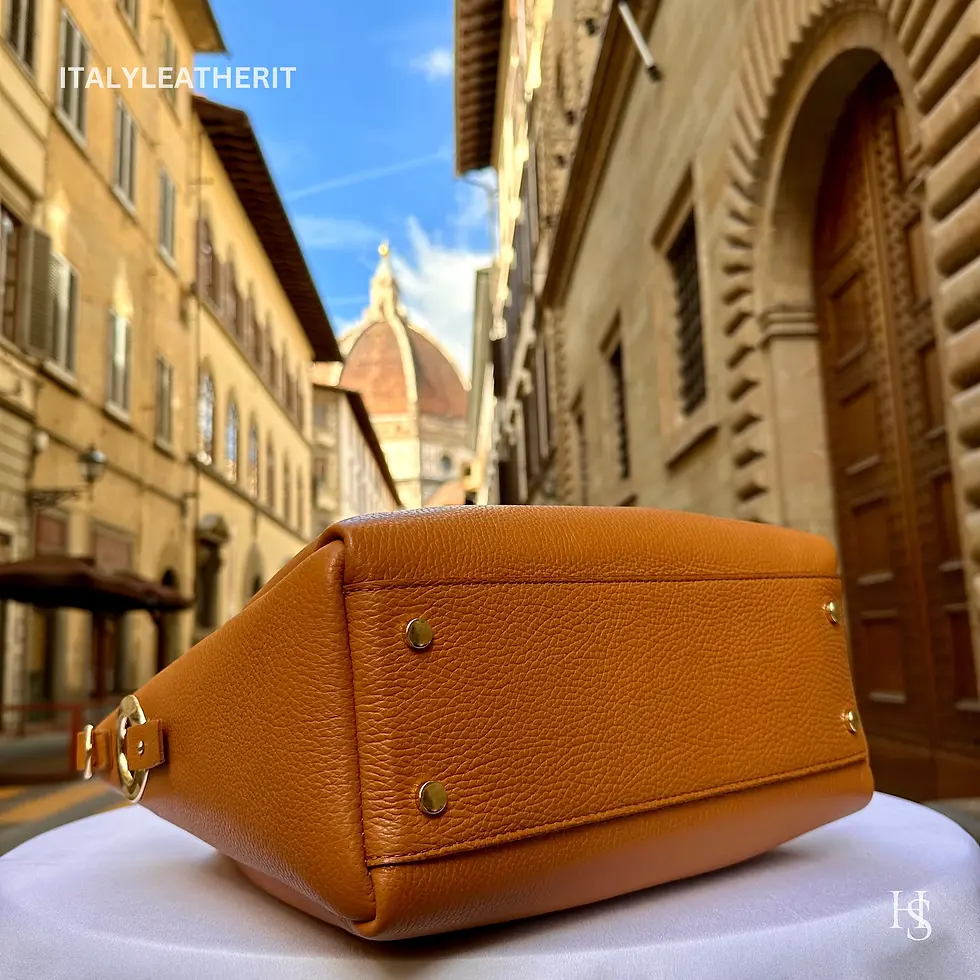 Miniaturbild: Sac à main cuir marron ITALYLEATHER, rue italienne Florence.