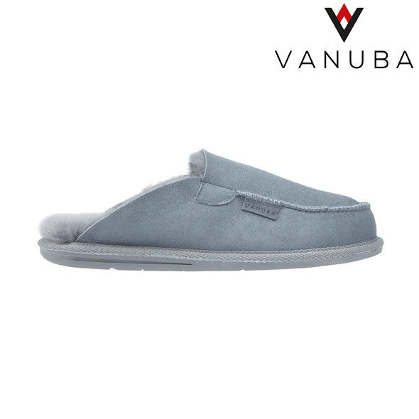 chaussons mouton mules pantoufle peau de mouton fourrure naturelle merinos femme homme gris bleu clair