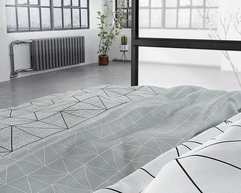 Miniature : Parure de lit en flanelle de coton gris. Ensemble literie pour l'hiver