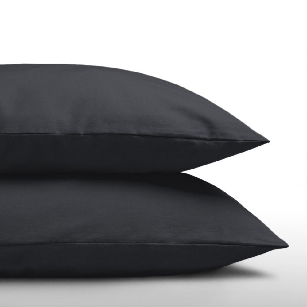 set 2 pcs taies d'oreiller 60x70 cm 100% Coton anthracite made in europe