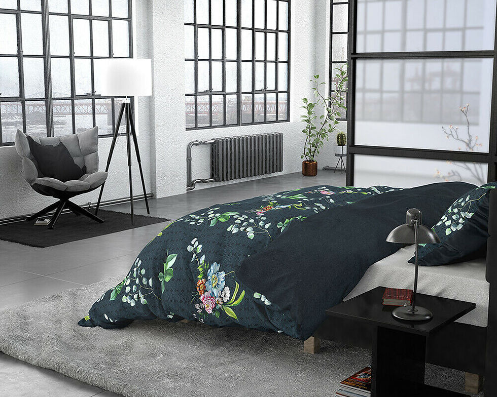Miniature : "NATURE LEAVES" Parure de lit 100% Coton Multi Vert Blanc Rose Bleu Made in Europe