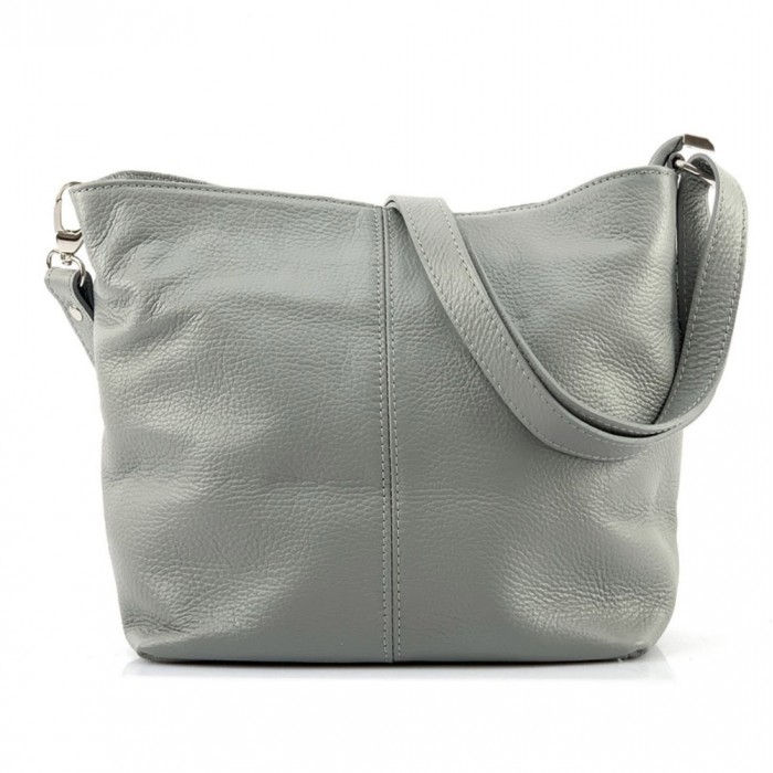 Miniatura: sac à main bandoulière porte epaule cuir véritable gris clair handmade made in italy