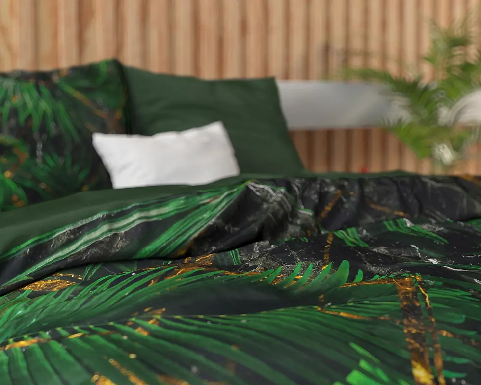 Miniature : "AVENA" Parure de lit 100% Coton Vert Noir Beige Anthracite Made in Europe