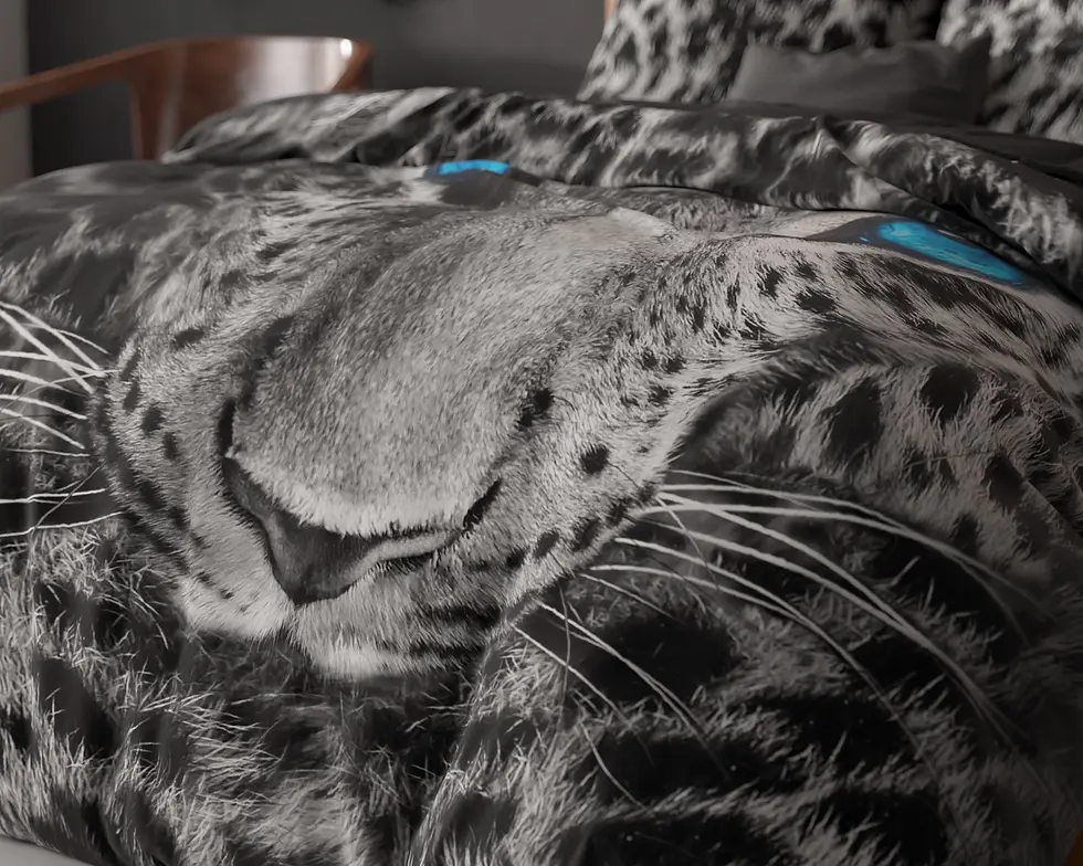 Miniature : Housse de couette léopard gris et noir, coton, CHEETAH