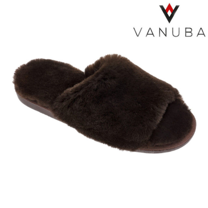 chaussons mules pantoufles peau de mouton fourrure naturelle merinos extra chaude femme marron chocolade