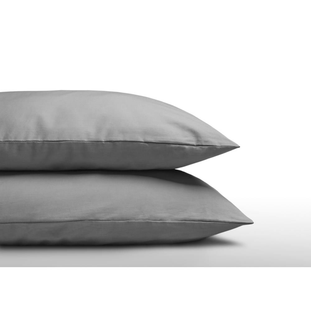 set, 2 pcs,taies oreiller, coton naturel, coton lisse, Oeko-Tex, gris