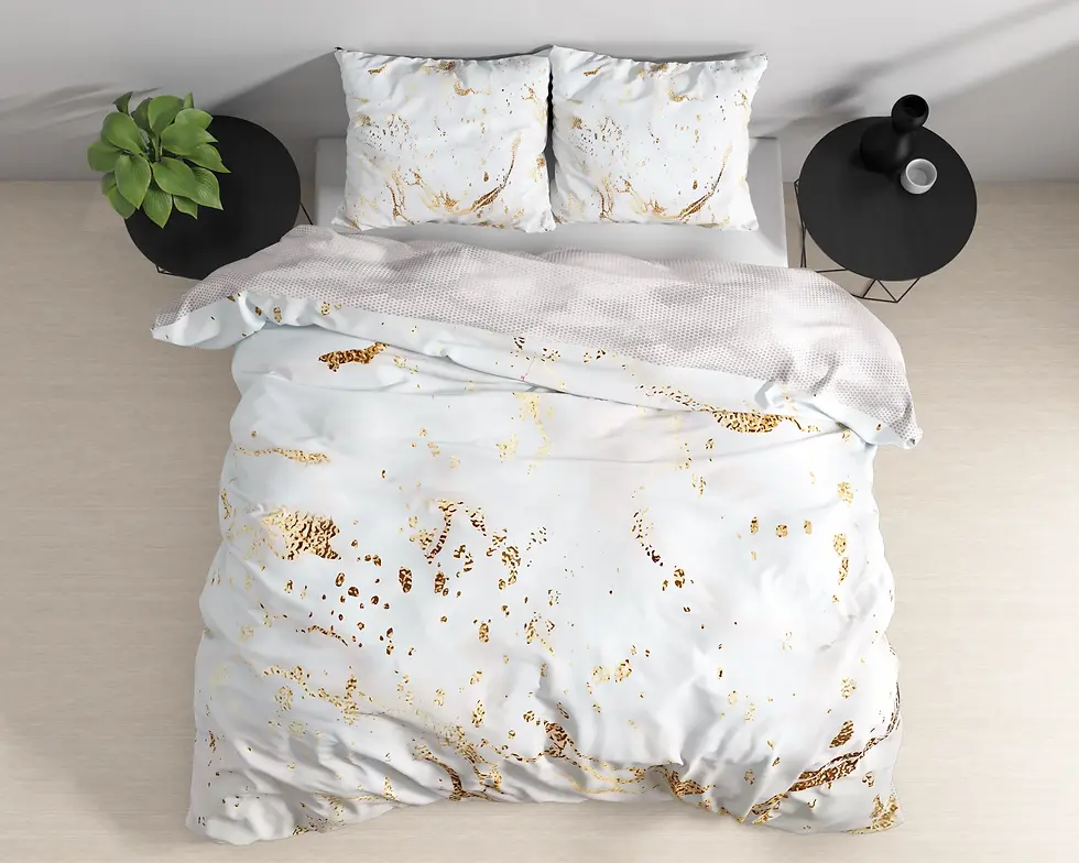 Miniatura: parure de lit coton ensemble housse de couette et taies d'oreiller coton de satin multi  blanc or abstrait marbre