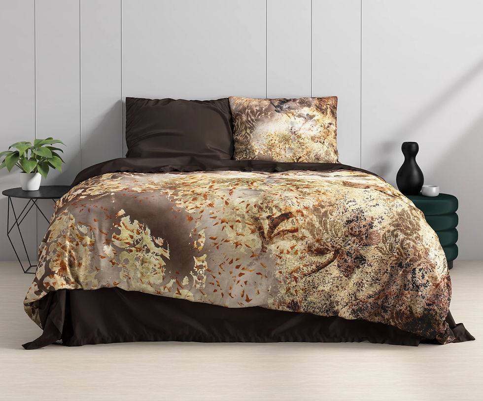 Miniature : "INFERNO" Parure de lit 100% Coton Taupe Marrone Or Beige Crème Made in Europe