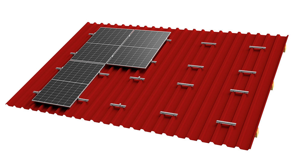 Schrägdach aus Trapezblech mit Solarmodulen
