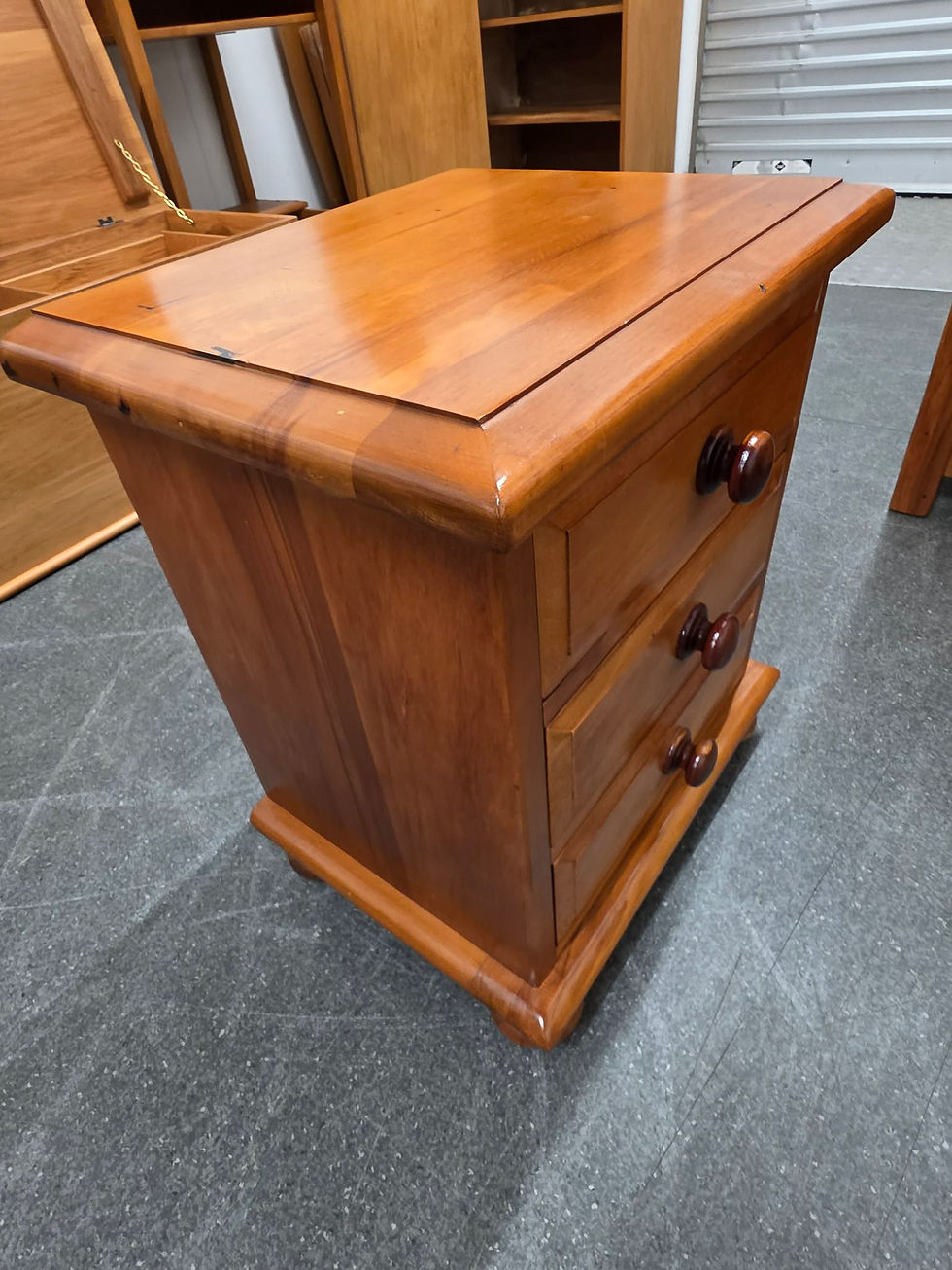 Thumbnail: Woodpecker McKenzie country recycled rimu 3 drawer bedsides!