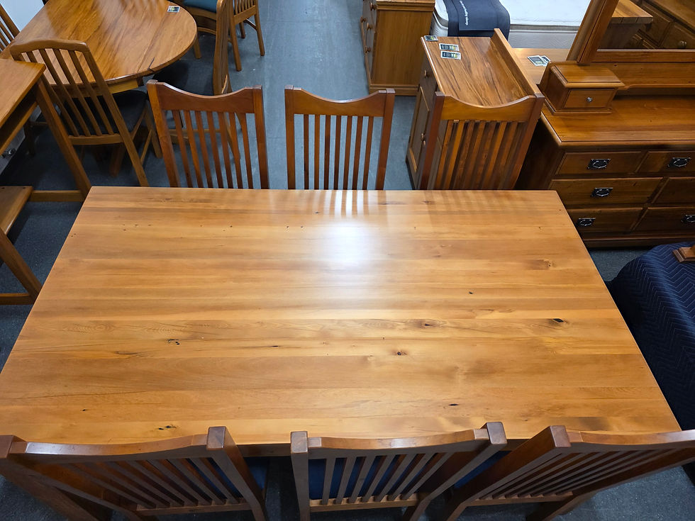 Thumbnail: Woodpecker rectangle 6 piece recycled rimu dining suite