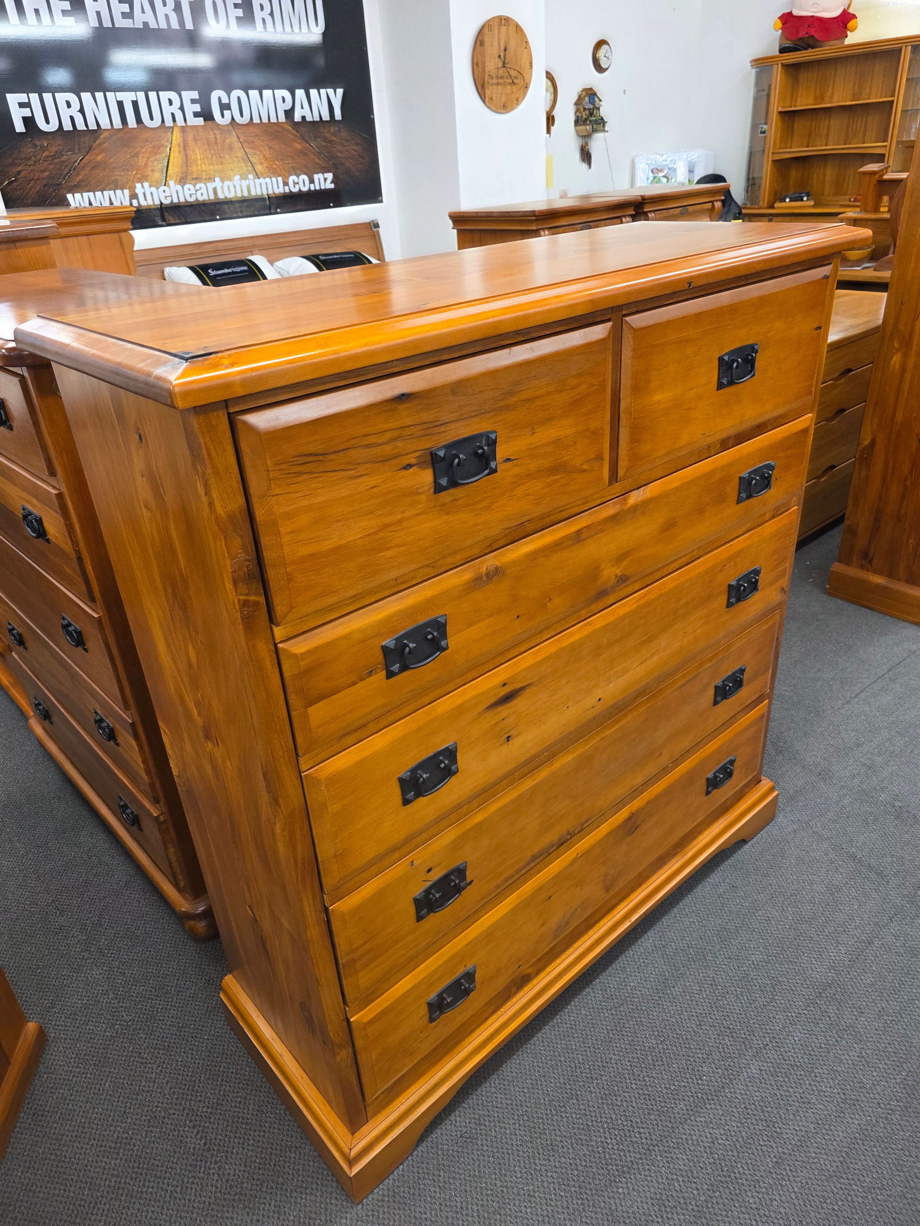 Woodpecker Somerfield 6 Drawer Recycled Rimu Tallboy