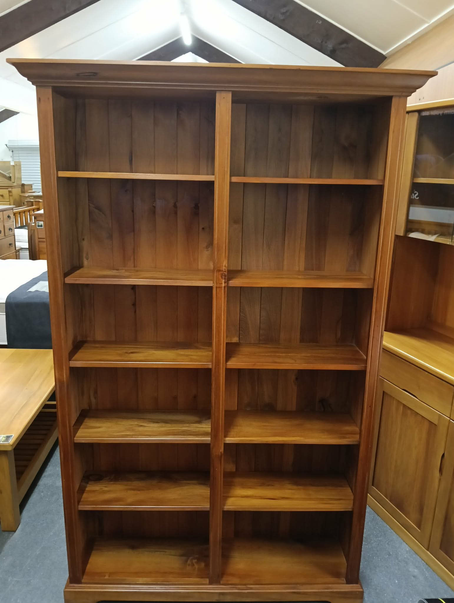 Large Solid Rimu Double Bay Bookcase
