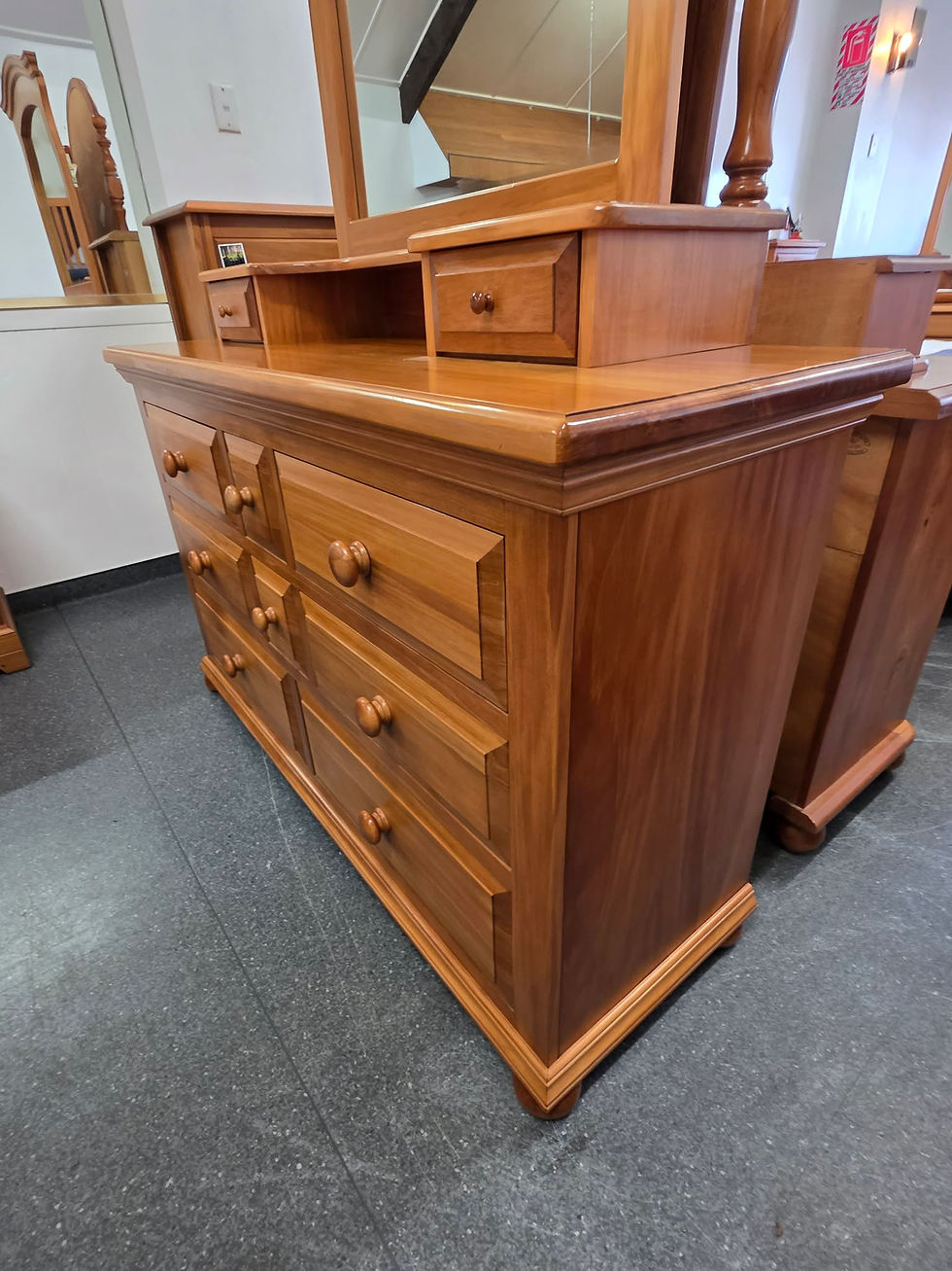 Thumbnail: Sorenmobler river crossing rimu 10 drawer dresser with mirror