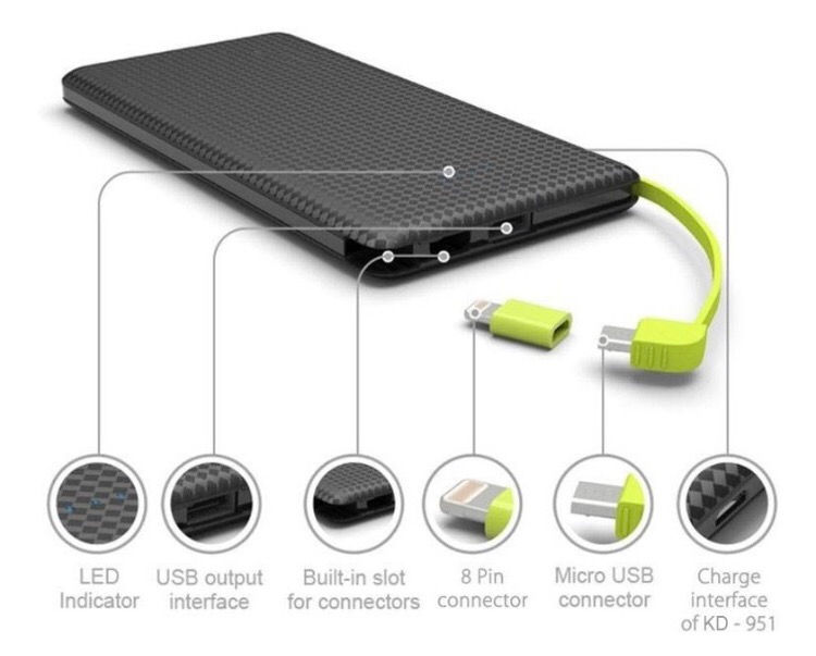 Miniatura: Carregador  portátil  kaidi  original 10.000mah