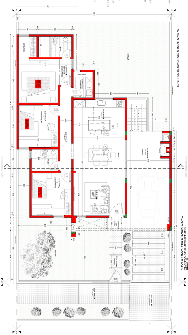 Plano de distribución de la casa