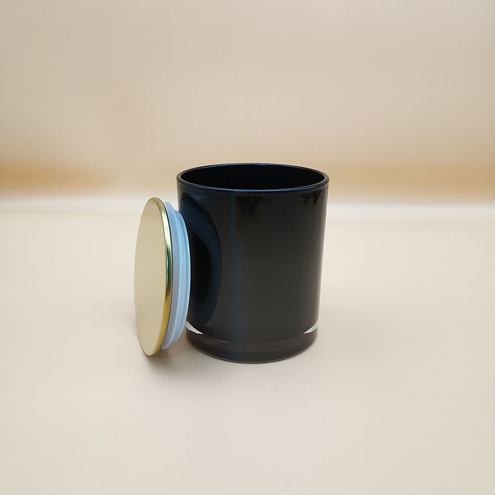 Thumbnail: 8.5oz Gloss Black Glass Jars With Thin Metal Lids 72 in