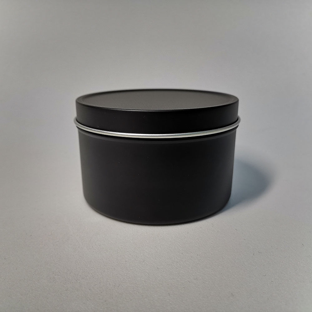 6 oz Candle Tins with Metal Tin Lids total 150 in Black Matte