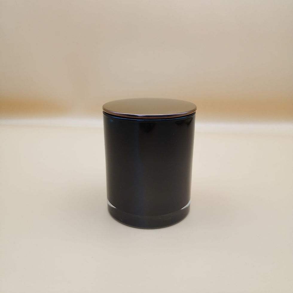 Thumbnail: 8.5oz Gloss Black Glass Jars With Thin Metal Lids 72 in